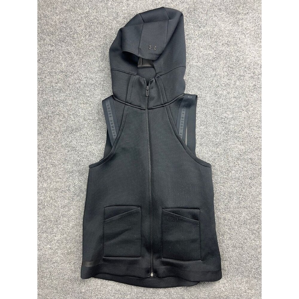 Under Armour UA Vest Women's XS Black Loose Hooded‎ Full Zip Pockets High Neck